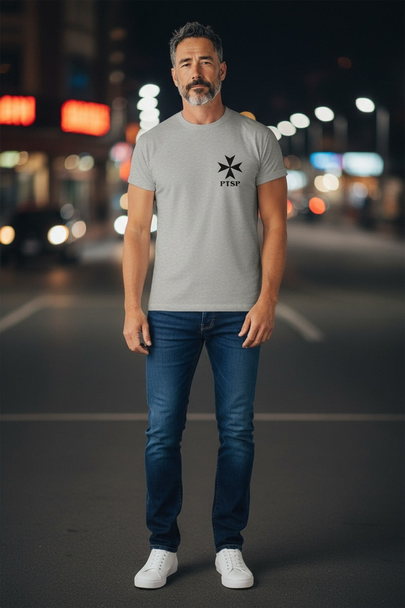 Grey Shirt with Maltese Cross & the Palisades - Local Pick Up Only